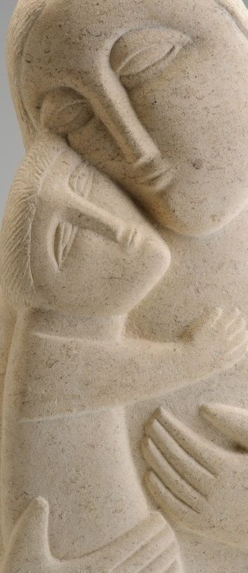 Mother and Child Bath Stone Sculpture Emma Maiden