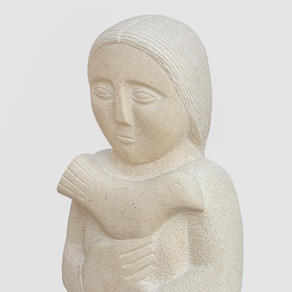 Girl with Bird Moleanos Stone Emma Maiden