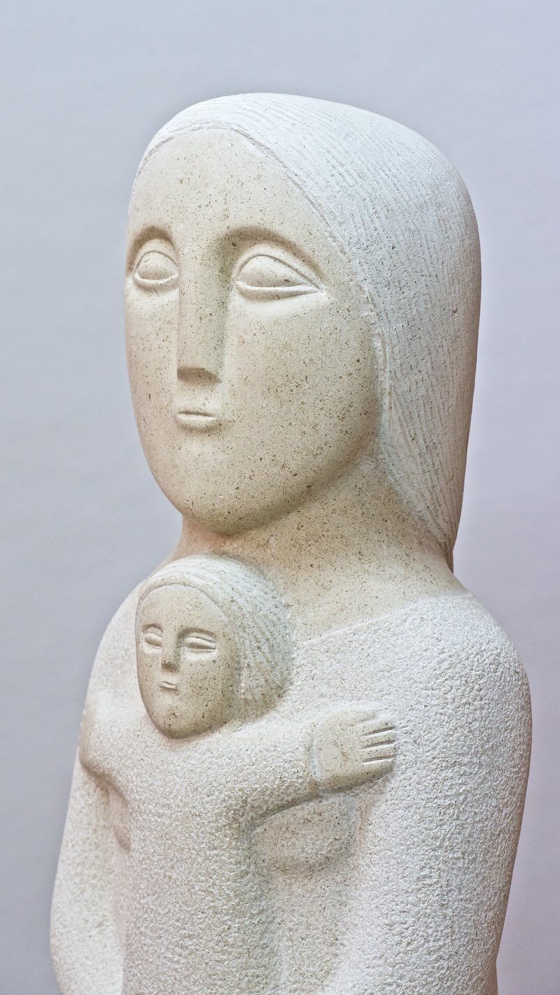 Mother and Child Moleanos Stone Sculpture Emma Maiden